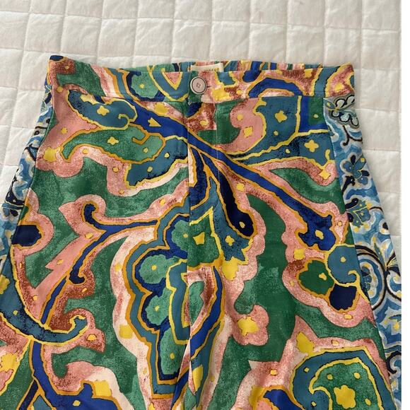 MAEVE ANTHROPOLOGIE Womens Pants 4 Rhiannon Satin Cropped Flare Bohemian Artsy - Picture 2 of 10